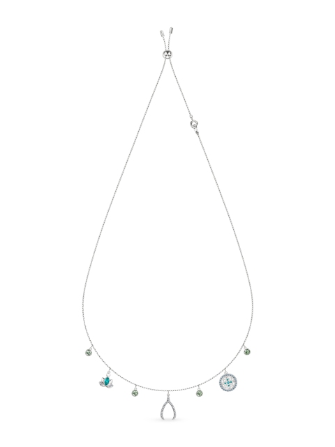 SWAROVSKI Green & Blue Rhodium-Plated Symbolic Charm Necklace