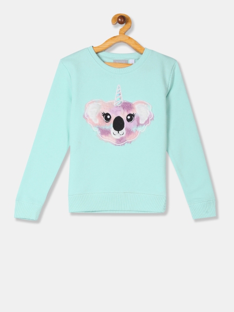 The Childrens Place Girls Blue Appliqued Fleece Top