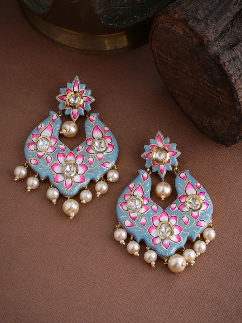 Tistabene Blue & Gold-Plated Meenakari Classic Drop Earrings