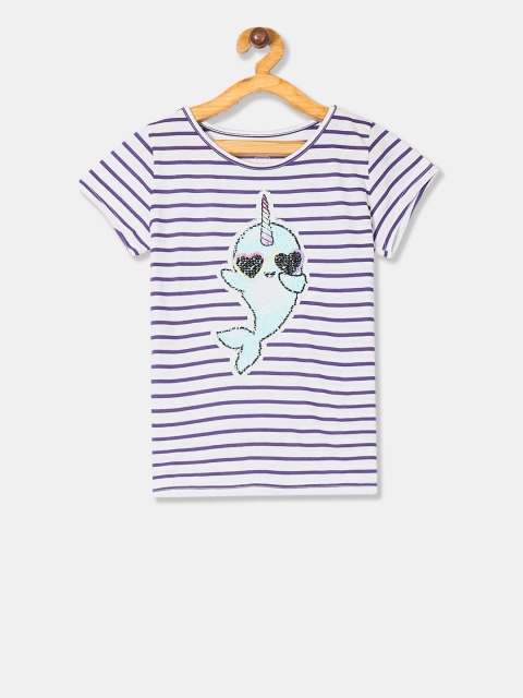 The Childrens Place Girls White Flip Sequinned Top