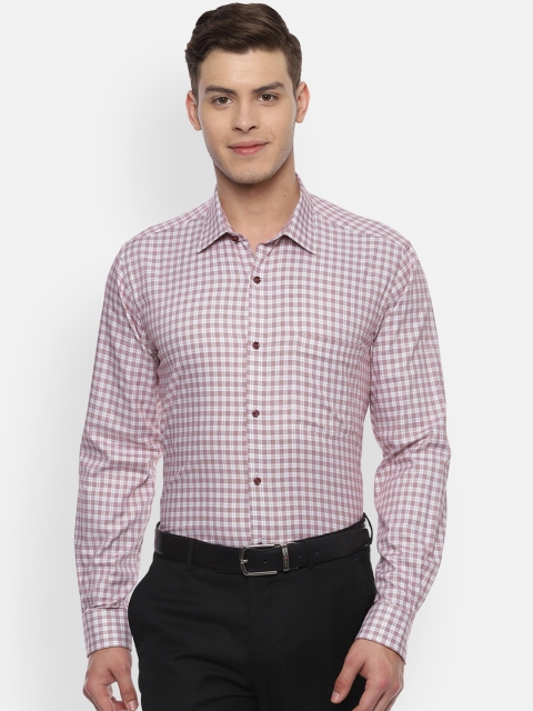 Van Heusen Men Red & White Regular Fit Checked Formal Shirt