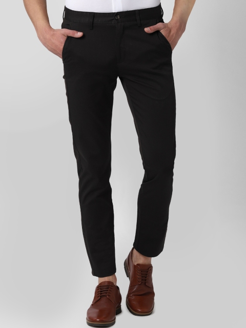 Peter England Men Black Slim Fit Solid Regular Trousers