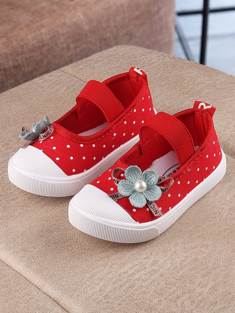 Walktrendy Kids Red Printed Slip-On Sneakers