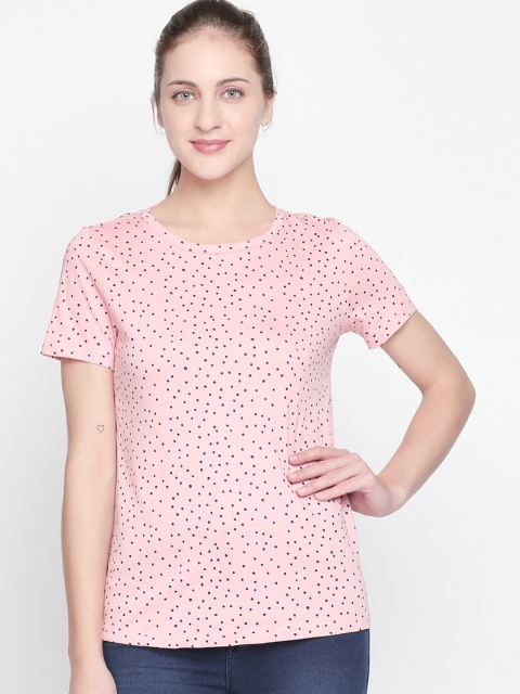 Honey by Pantaloons Women Pink Printed Round Neck T-shirt