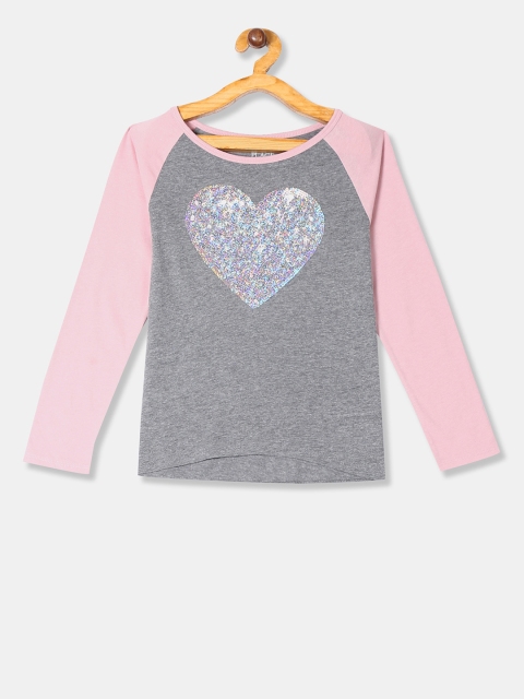 The Childrens Place Girls Grey Sequinned Top
