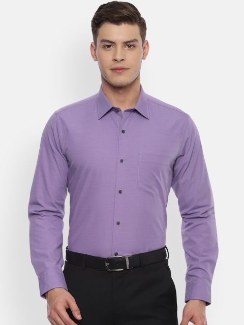 Van Heusen Men Purple Slim Fit Self Design Formal Shirt