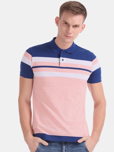 Ruggers Men Pink Colourblocked Polo Collar T-shirt