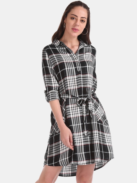 Cherokee Women Black Checked Shirt Dress