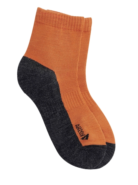 Kosha Women Orange & Grey Colourblocked Merino Ankle Length Casual Warm Woolen Socks