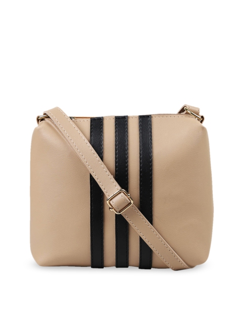 Bagsy Malone Beige & Black Striped Sling Bag