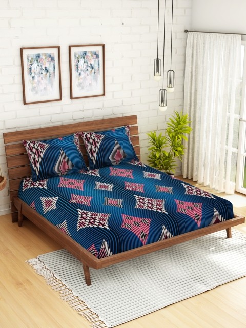 WELHOME Blue & Pink Geometric 200 TC 1 Microfibre Queen Bedsheet with 2 Pillow Covers
WELHOME Blue & Pink Geometric 200 TC 1 Microfibre Queen Bedsheet with 2 Pillow Covers