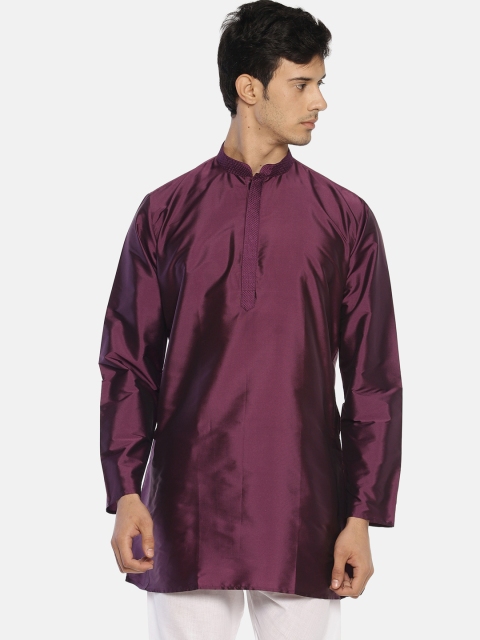 TATTVA Men Purple Solid Straight Kurta