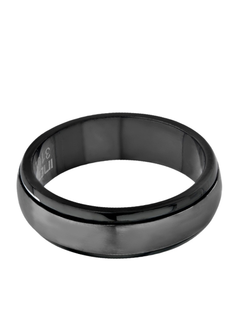 Inox Jewelry Men Black Stainless Steel Classic Spinner Ring
