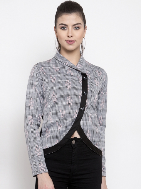 armure Women White & Black Checked Lightweight Padded Jacket