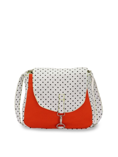 Vivinkaa Orange & Off-White Printed Sling Bag