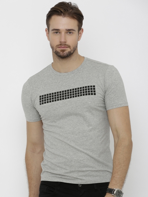 Rex Straut Jeans Men Grey Embellished Round Neck T-shirt