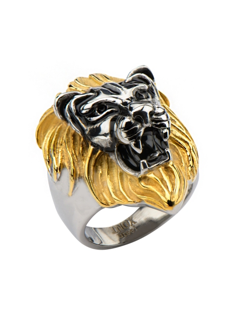 Inox Jewelry Men Oxidised Gold-Toned & Silver-Toned Stainless Steel Lion Head Shaped Finger Ring
Inox Jewelry Men Oxidised Gold-Toned & Silver-Toned Stainless Steel Lion Head Shaped Finger Ring