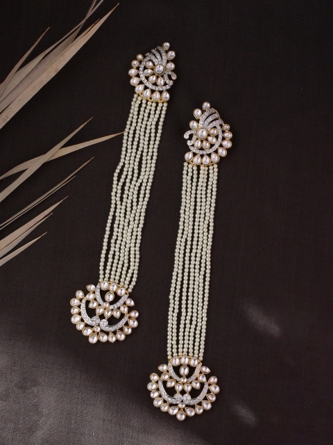 Tistabene Gold-Plated & White Pearl Contemporary Drop Earrings
