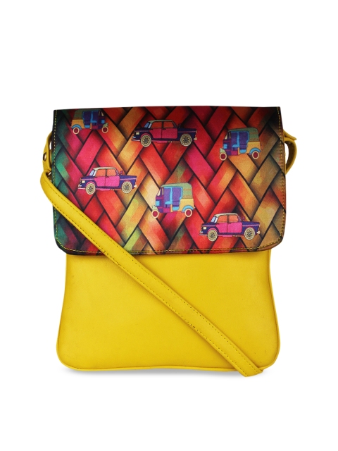 Vivinkaa Yellow Printed Sling Bag