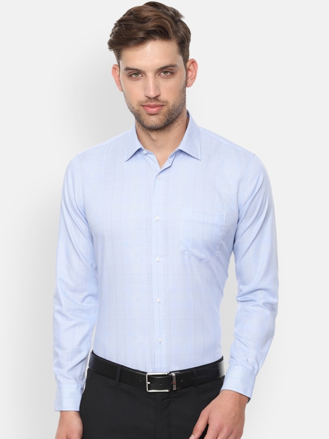 Van Heusen Men Blue Slim Fit Checked Formal Shirt