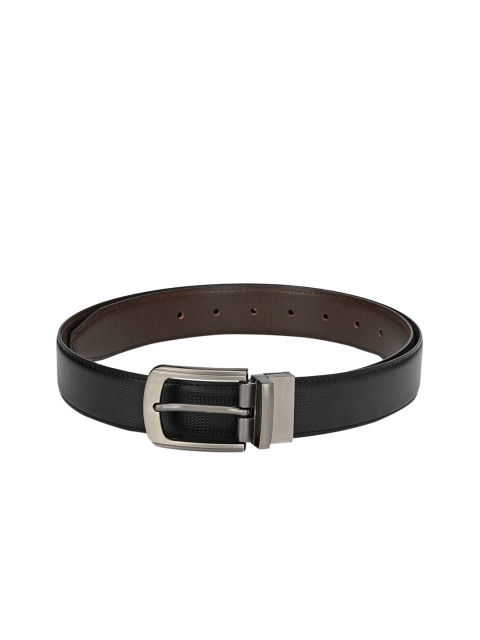 Calvadoss Men Black & Brown Textured Reversible Belt