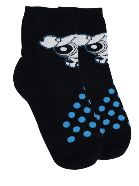 Cartoon Network Women Navy Blue & White Patterned Ankle-Length Power Puff Girls Socks