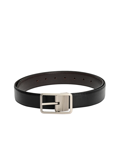 Calvadoss Men Black Textured Reversible Belt