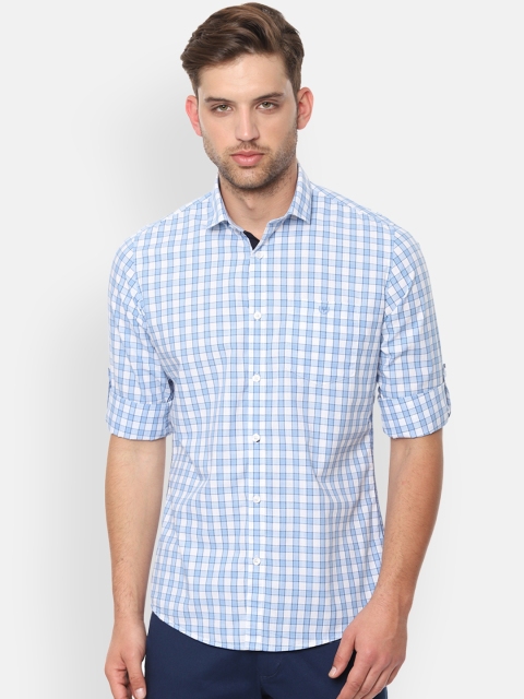 Van Heusen Sport Men Blue Slim Fit Checked Casual Shirt
