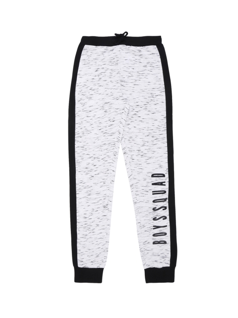 Pantaloons Junior Boys White & Black Self-Design Straight-Fit Joggers