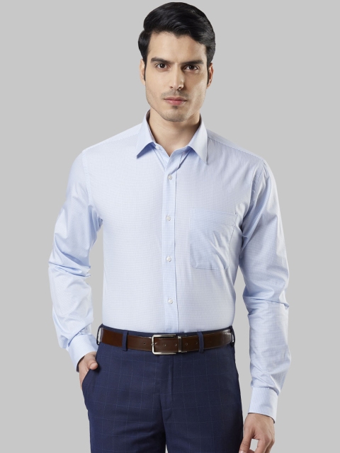 Raymond Men Blue Slim Fit Checked Formal Shirt