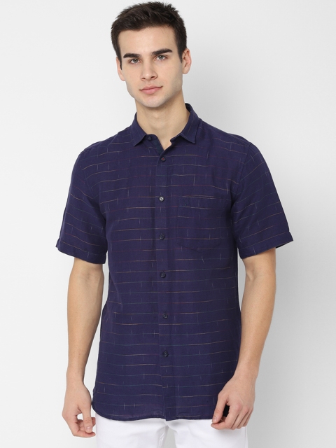 Allen Solly Men Navy Blue Slim Fit Striped Casual Shirt