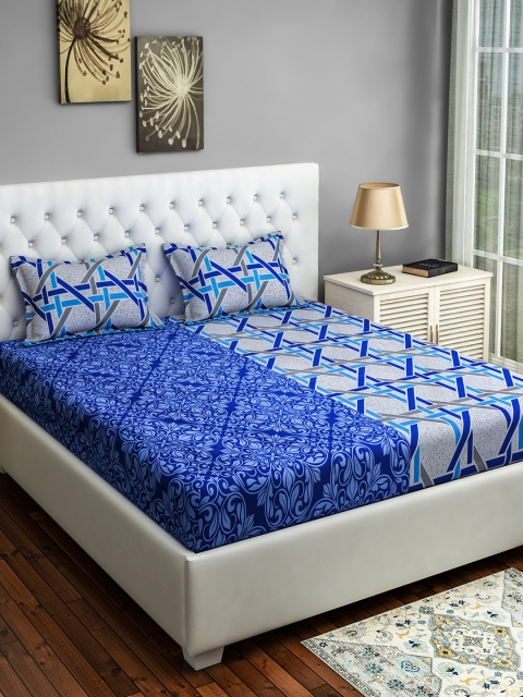 SWAYAM Blue & Grey Geometric 160 TC Cotton 1 Double King Bedsheet with 2 Pillow Covers
SWAYAM Blue & Grey Geometric 160 TC Cotton 1 Double King Bedsheet with 2 Pillow Covers