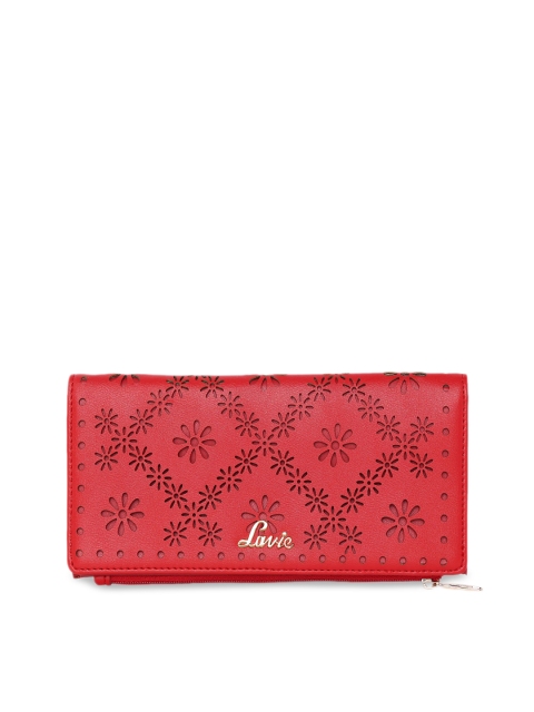 Lavie Women Red Self Design Two Fold Wallet
