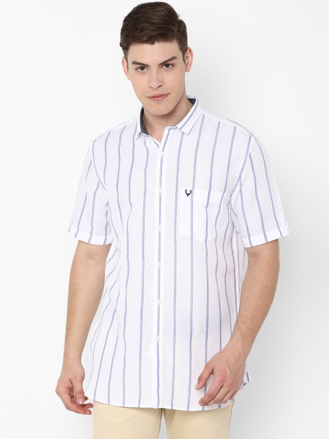 Allen Solly Men White Slim Fit Striped Casual Shirt