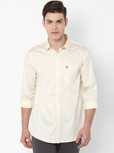 Allen Solly Men Cream-Coloured Slim Fit Printed Casual Shirt