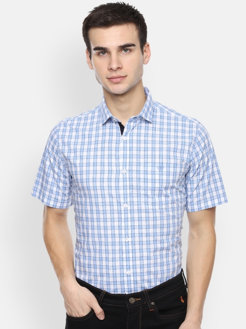 Van Heusen Sport Men Blue & White Slim Fit Checked Casual Shirt