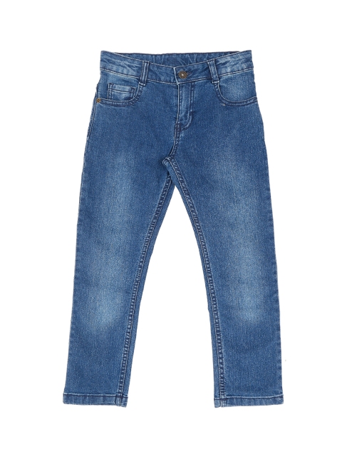 Pantaloons Junior Boys Blue Tapered Fit High-Rise Clean Look Stretchable Jeans