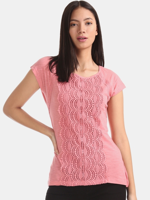 Cherokee Women Pink Self Design Pure Cotton Top