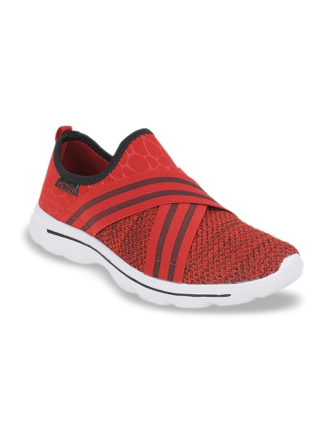 Metro Women Red Slip-On Sneakers