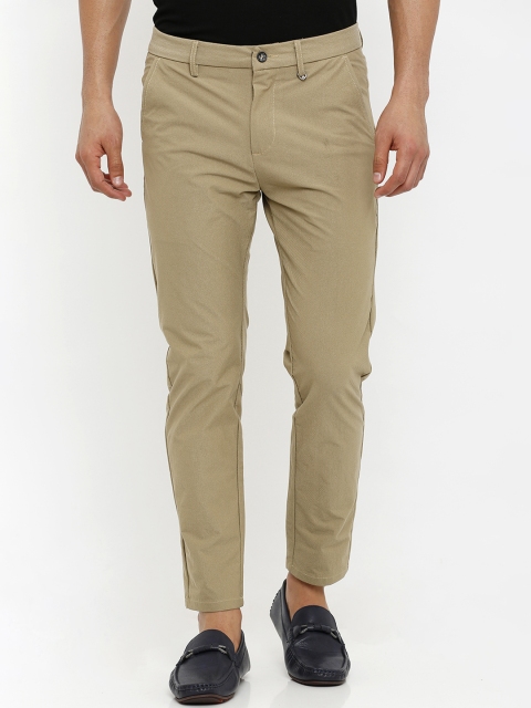 Rex Straut Jeans Men Beige Slim Fit Solid Regular Trousers