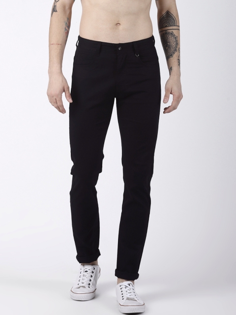 Rex Straut Jeans Men Black Slim Fit Mid-Rise Clean Look Jeans