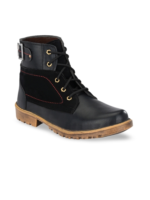 Big Fox Men Black Solid Mid-Top Flat Boots