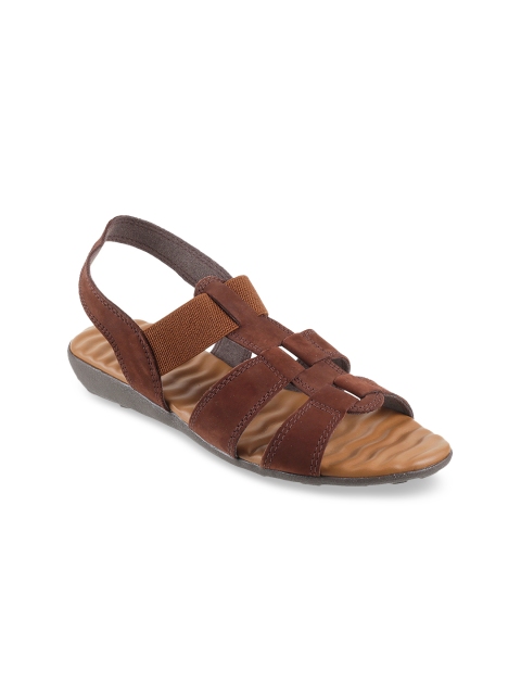 Metro Women Brown Solid Open Toe Flats
