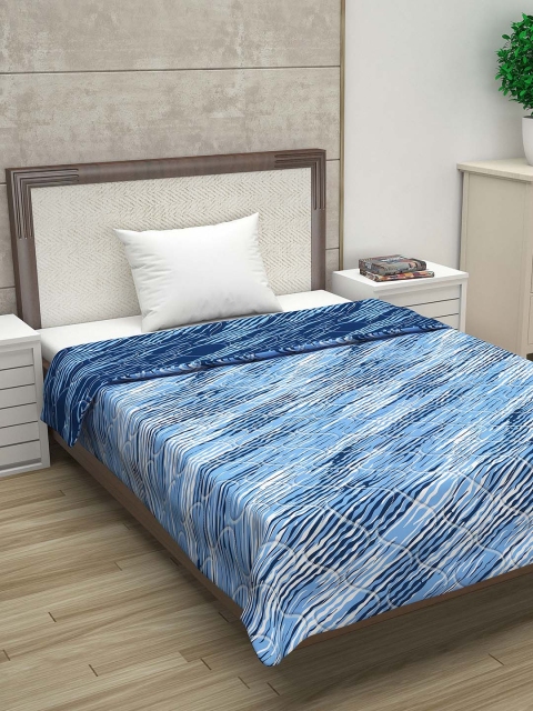 Divine Casa Blue & Navy Blue Abstract AC Room 110 GSM Single Bed Comforter