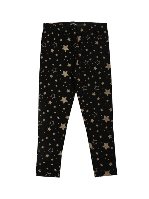 De Moza Girls Black & Gold-Toned Printed Ankle-Length Leggings