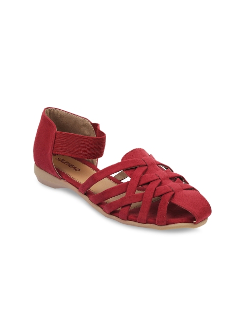 SOLE HEAD Women Maroon Solid Gladiators