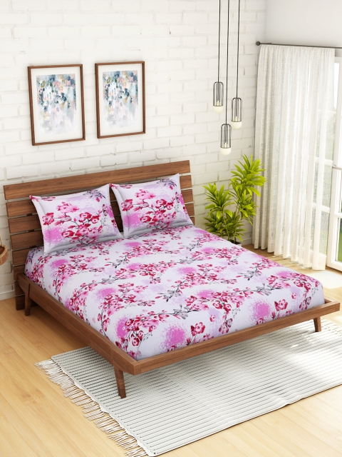 WELHOME Off-White & Pink Floral 200 TC 1 Microfibre Queen Bedsheet with 2 Pillow Covers
WELHOME Off-White & Pink Floral 200 TC 1 Microfibre Queen Bedsheet with 2 Pillow Covers