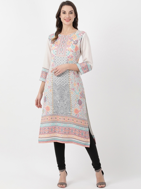 Monte Carlo Women White & Black Printed Kurta with Churidar