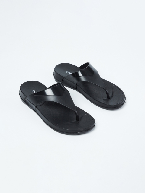 Ginger by Lifestyle Women Black Solid Thong Flip-Flops