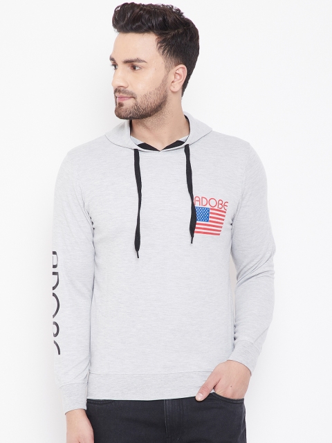 Adobe Men Off-White Printed Hooded Sweatshirt